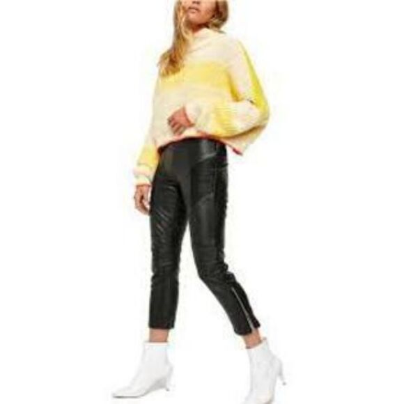 Free People Kaelin Vegan Leather Moto Skinny Pants Size 4 NWOT - Picture 3 of 6